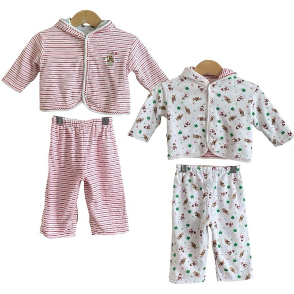 Kissy Kissy Reversible Christmas Holiday Hooded Outfit 3-6 months